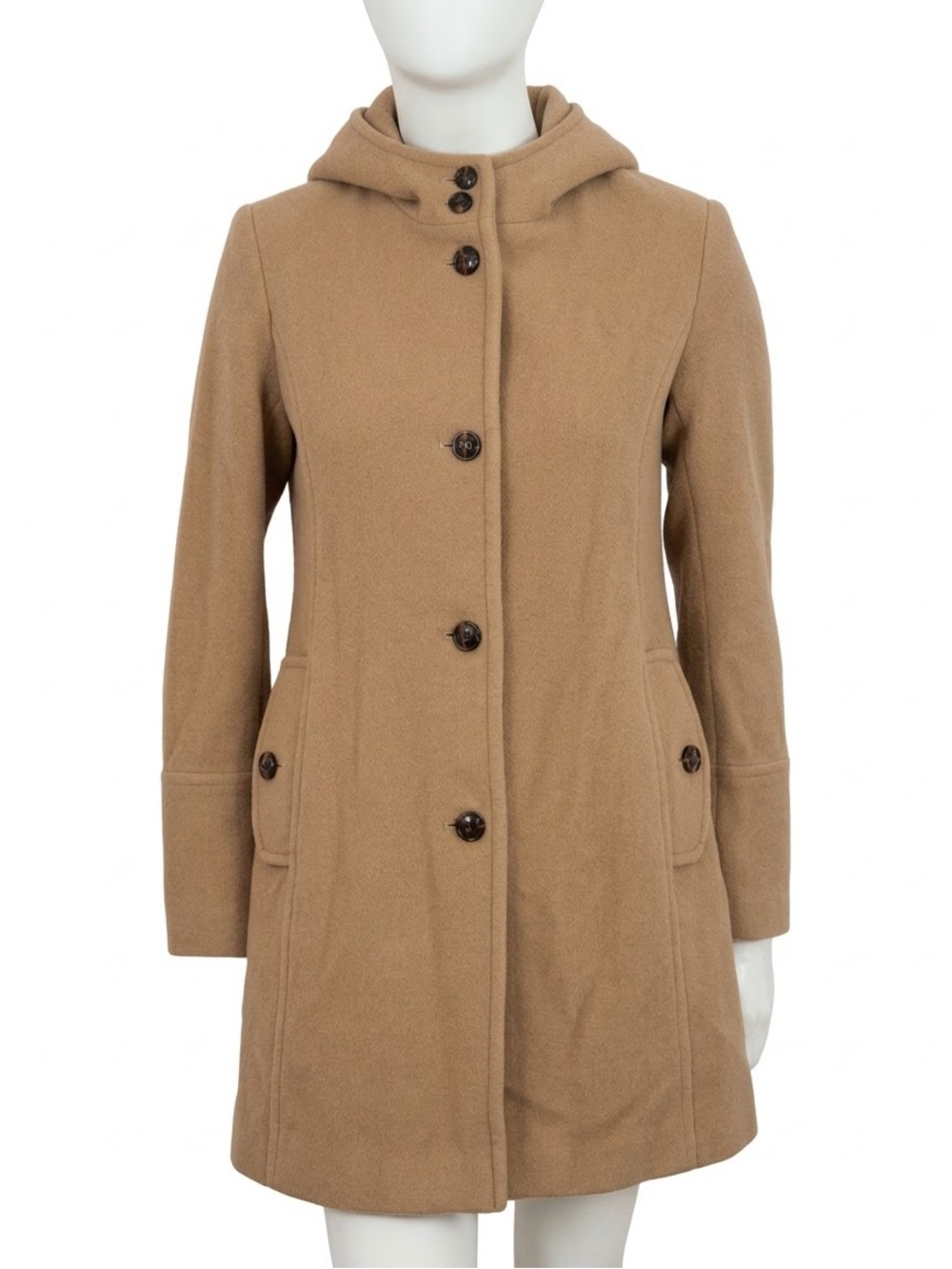 Tommy Hilfiger American Classics Wool Blend Camel Tan Coat Jacket Size 4 - Picture 2 of 9